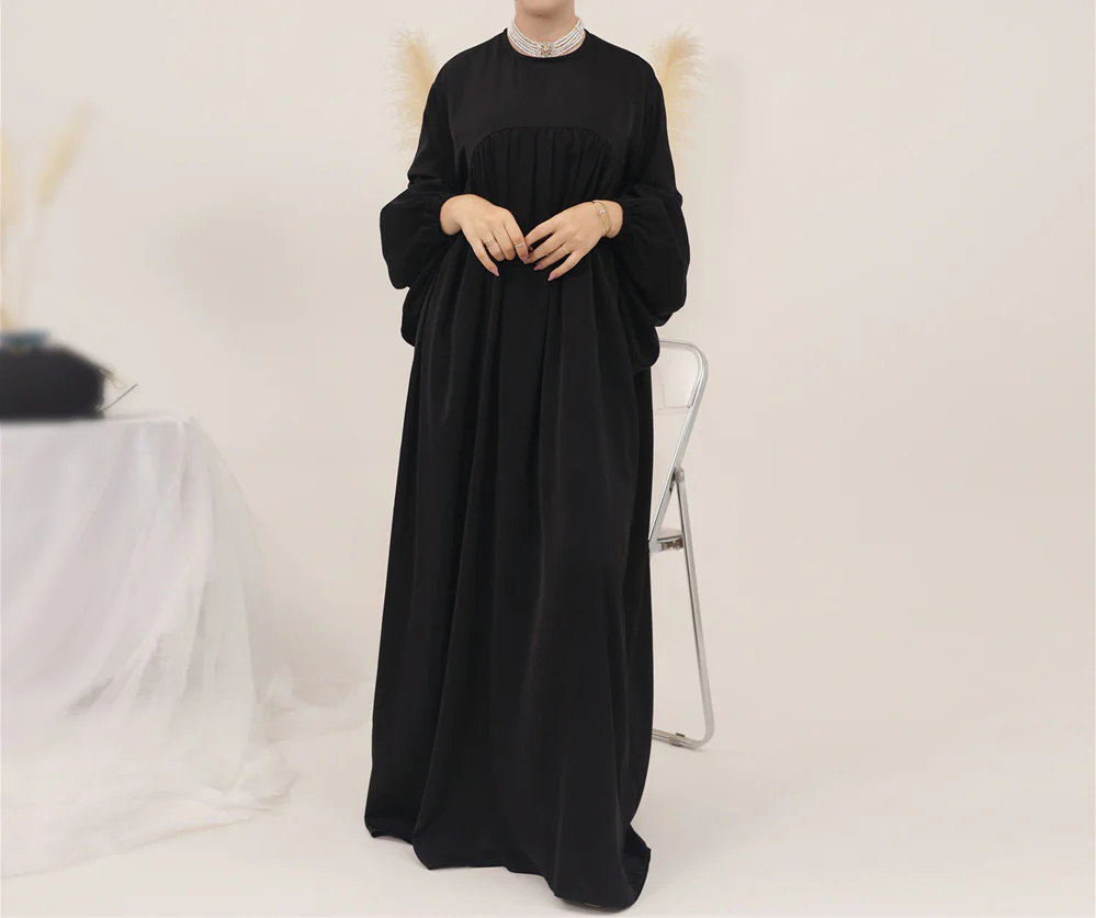 Eternal Blossom Satin Abaya Dress