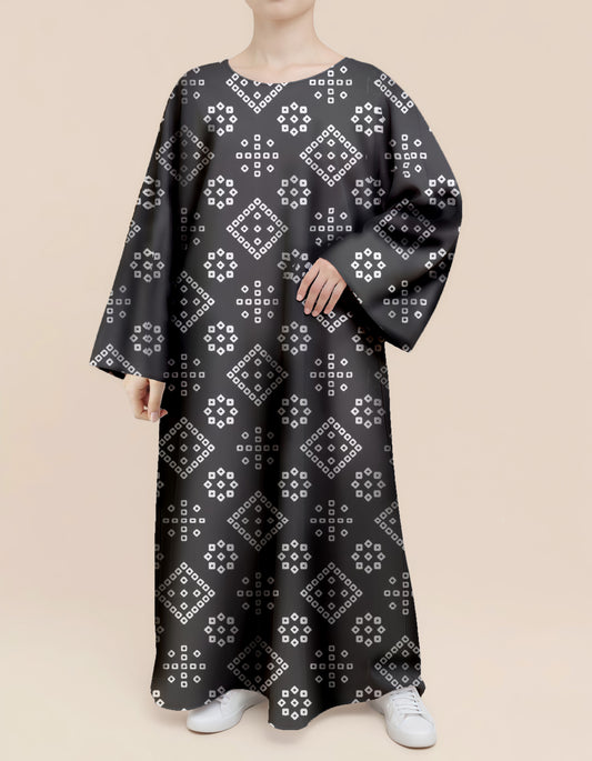 Plus Size Floral Nursing Kaftan in Tribal Squares