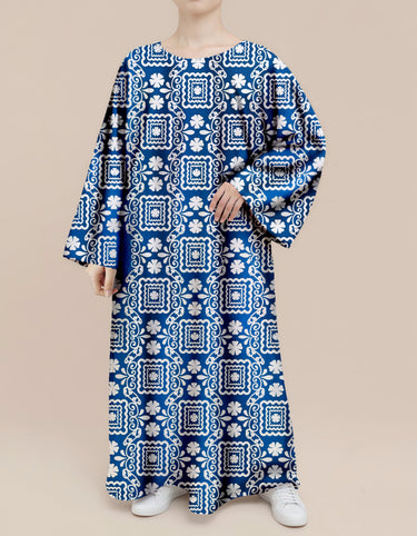 Plus Size Floral Nursing Kaftan in Blue Blossom
