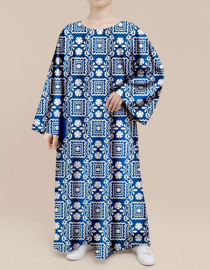 Plus Size Floral Nursing Kaftan in Blue Blossom