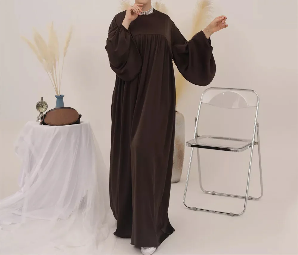 Eternal Blossom Satin Abaya Dress