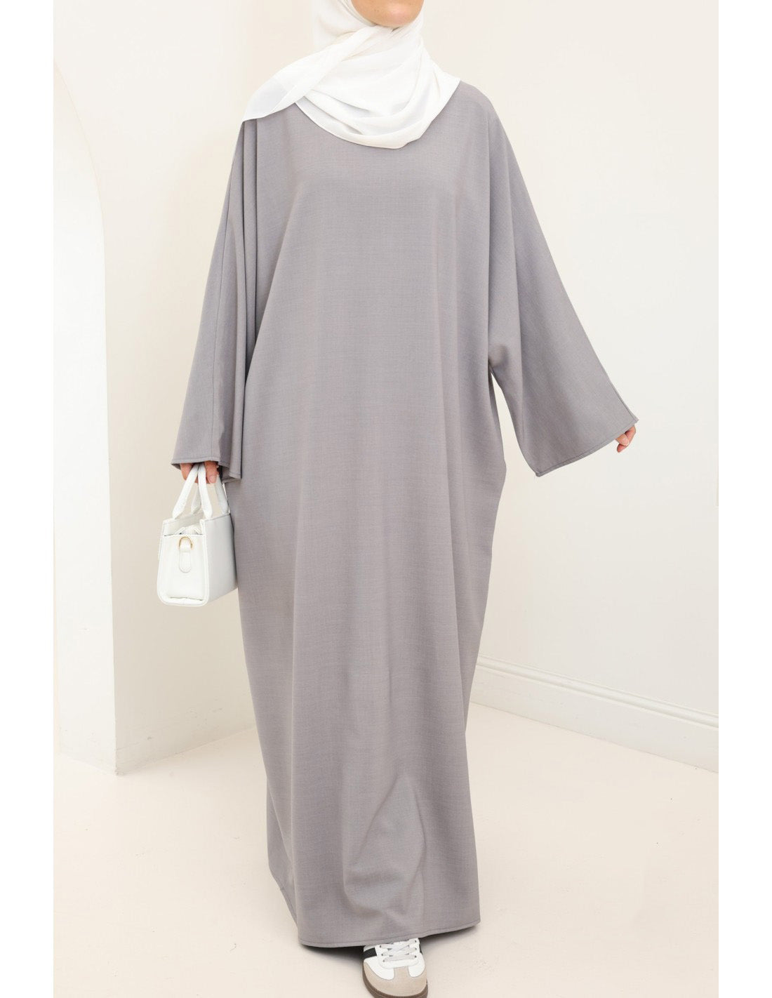 Ladies' Comfortable and Stylish Kaftan with Side Pockets-Grey