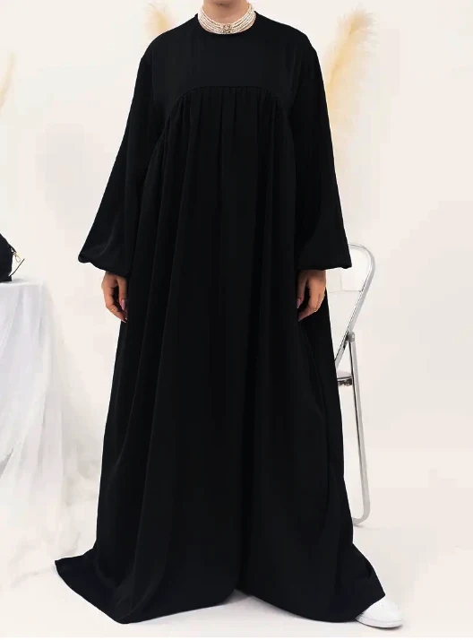 Eternal Blossom Satin Abaya Dress