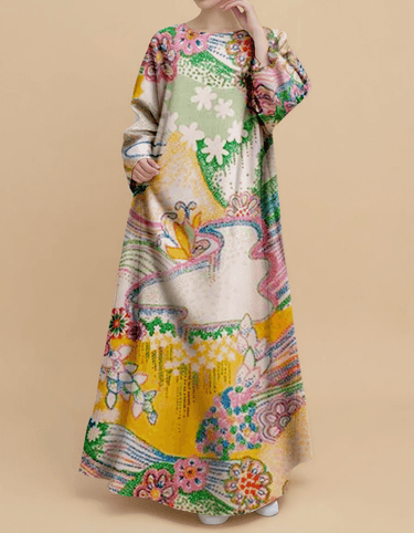 Plus Size Floral Nursing Kaftan in Natural