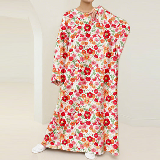 Plus Size Floral Nursing Kaftan in Corn Poppy