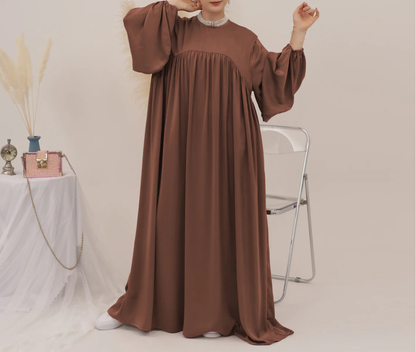 Eternal Blossom Satin Abaya Dress