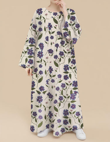 Plus Size Floral Nursing Kaftan in Purple Petunia