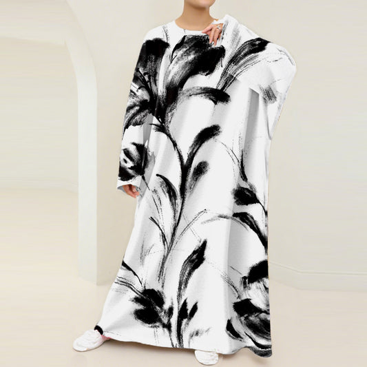 Plus Size Floral Nursing Kaftan in Big Black Lily
