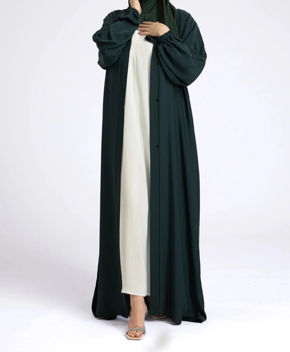 Classic Solid Open Abaya with Shrinking Cuffs