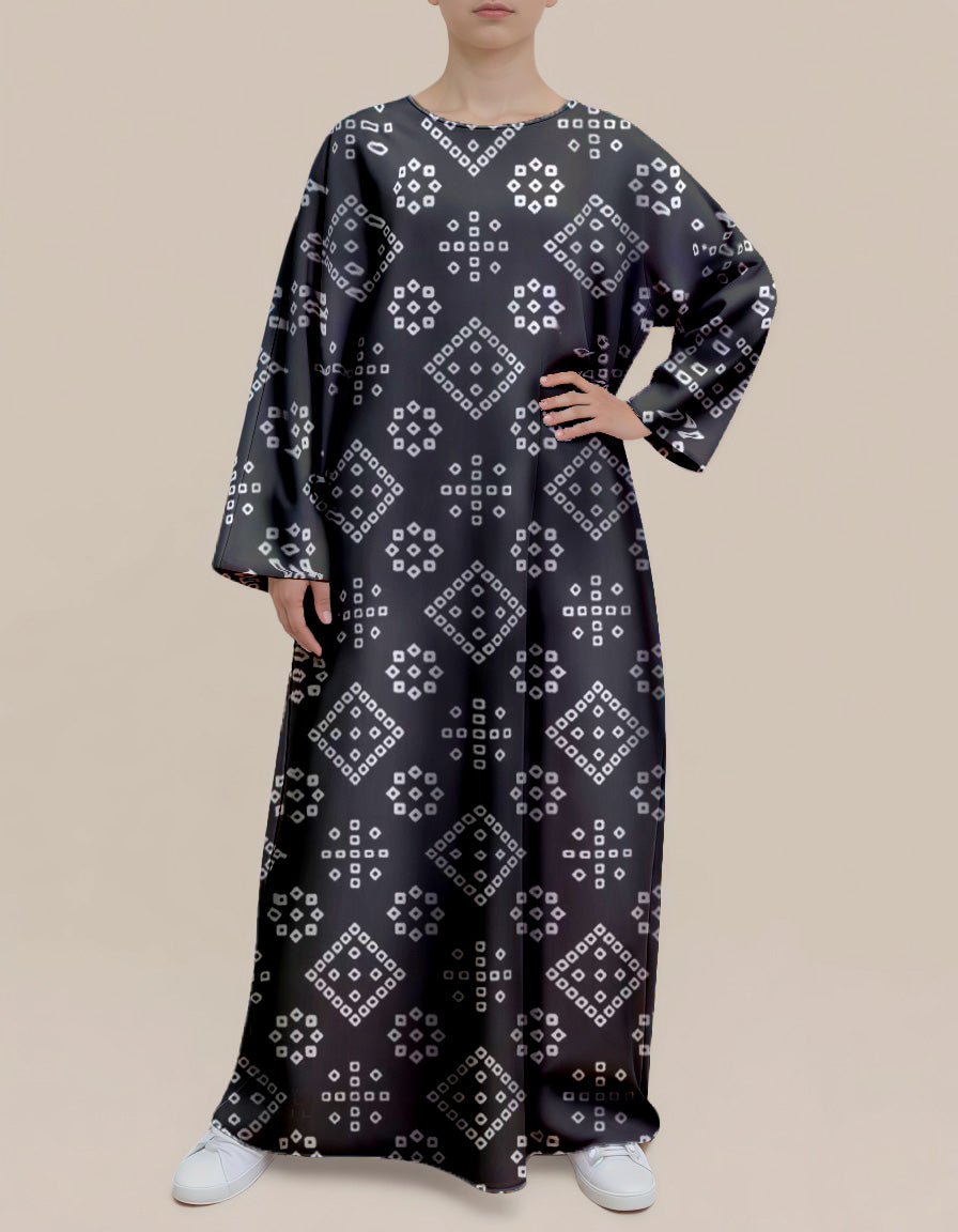 Plus Size Floral Nursing Kaftan in Tribal Squares