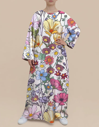 Plus Size Floral Nursing Kaftan in Cornflower