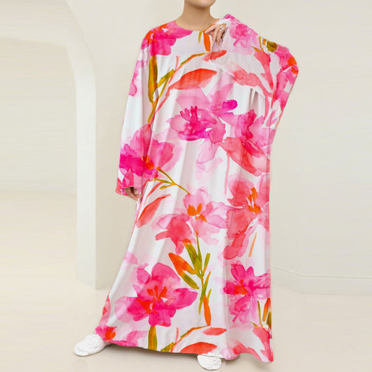 Plus Size Floral Nursing Kaftan in Oleander
