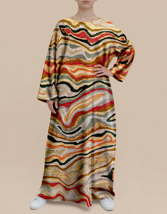 Plus Size Floral Nursing Kaftan in Earth Strata