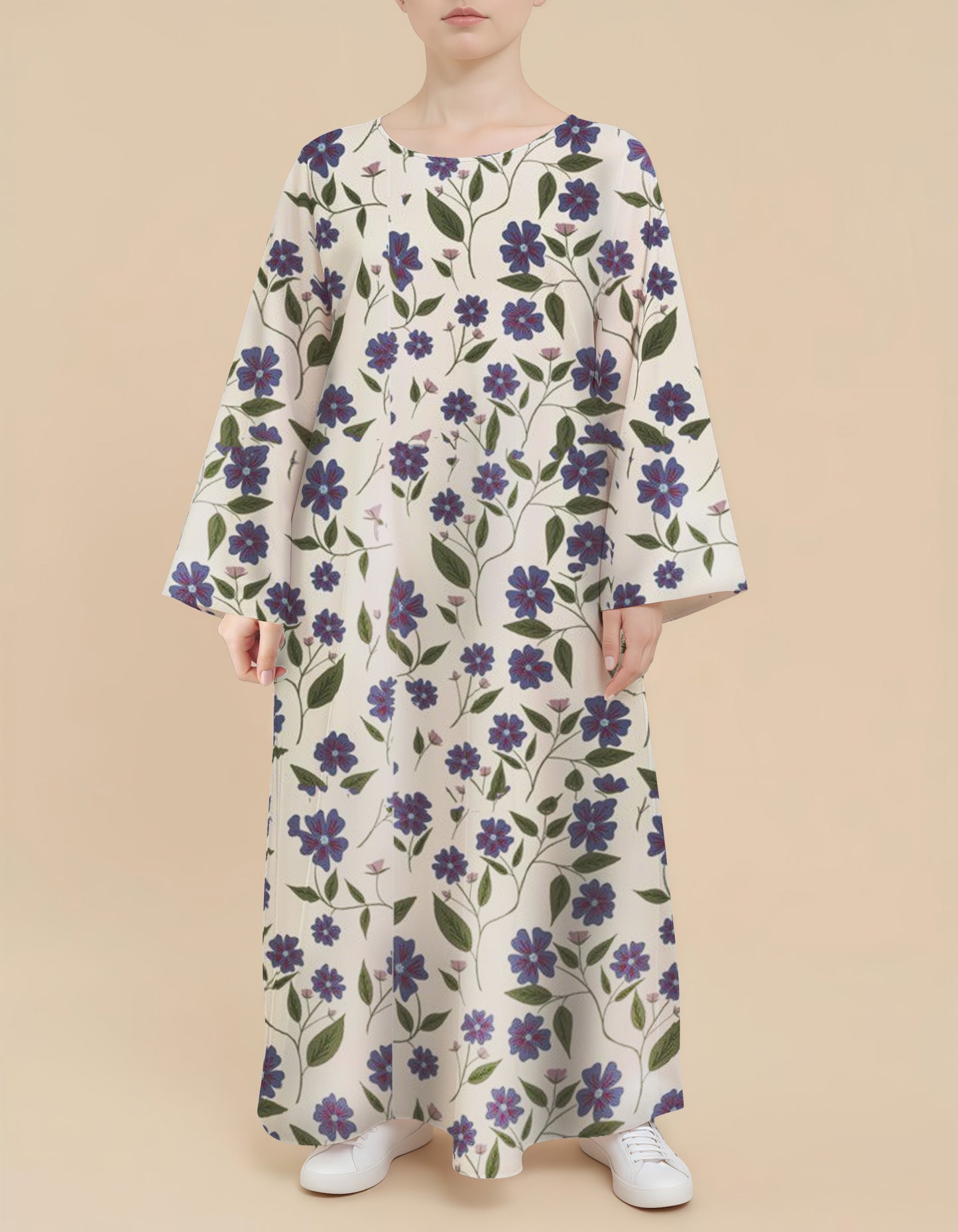 Plus Size Floral Nursing Kaftan in Purple Petunia