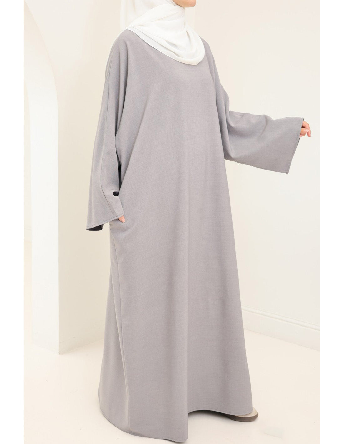 Ladies' Comfortable and Stylish Kaftan with Side Pockets-Grey