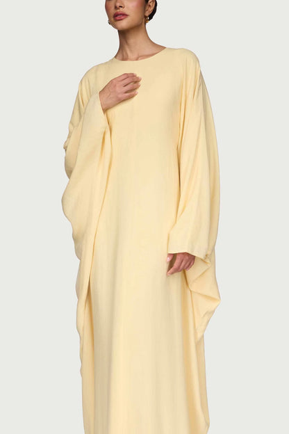 Ladies' Comfortable and Stylish Round-neck Dress-Yellow