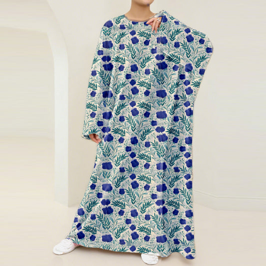 Plus Size Floral Nursing Kaftan in Blue Flowers