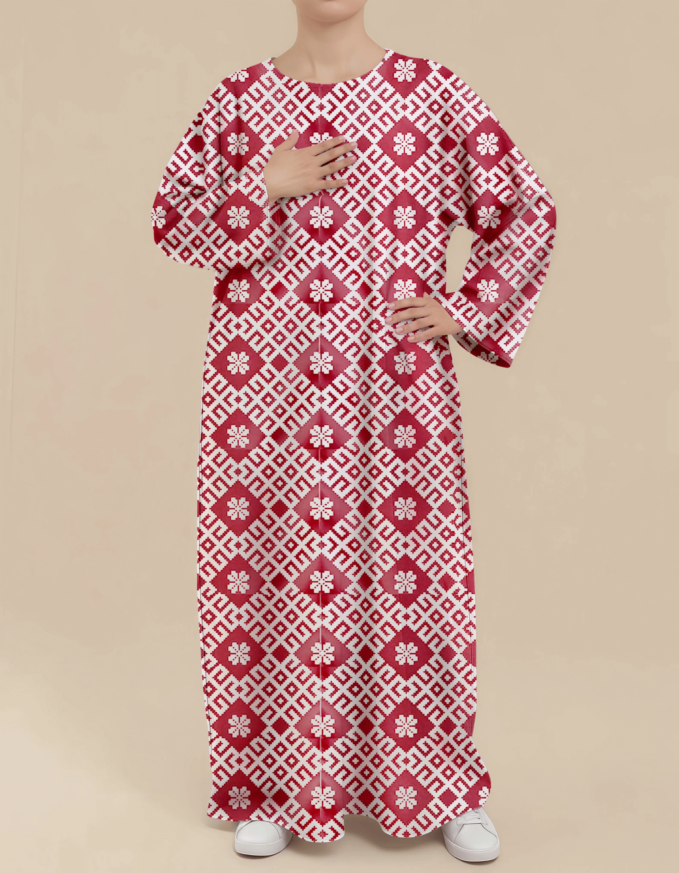 Plus Size Floral Nursing Kaftan in Geometry