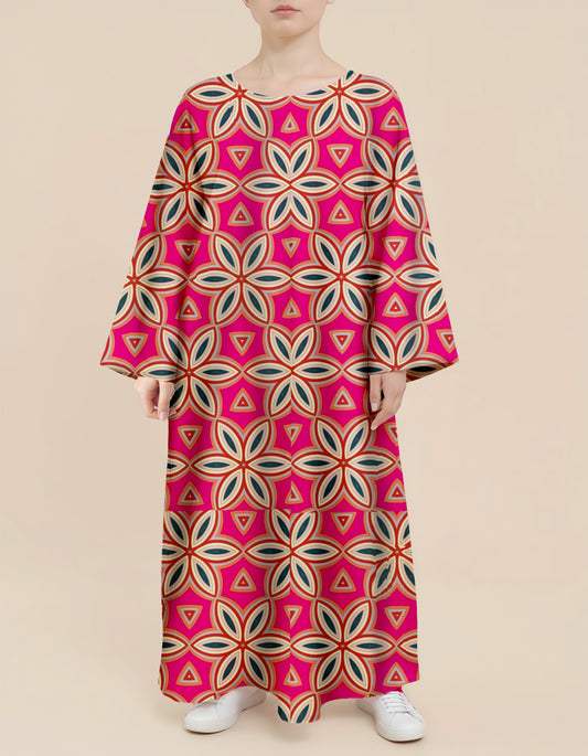 Plus Size Floral Nursing Kaftan in Geo Blossom