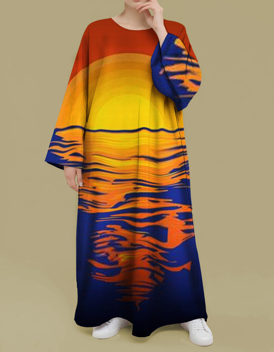 Plus Size Floral Nursing Kaftan in Sea Sunset