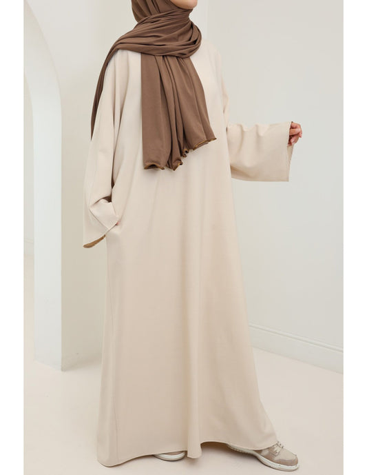 Ladies' Comfortable and Stylish Kaftan with Side Pockets-Beige