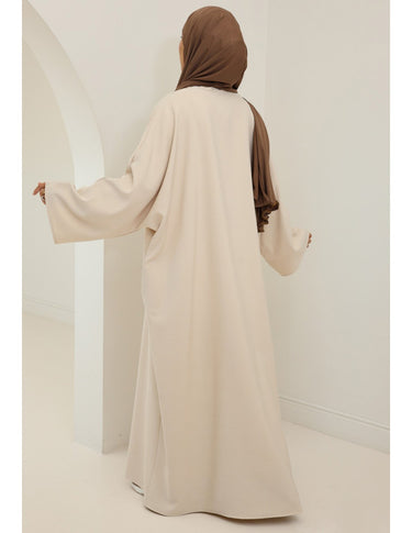 Ladies' Comfortable and Stylish Kaftan with Side Pockets-Beige