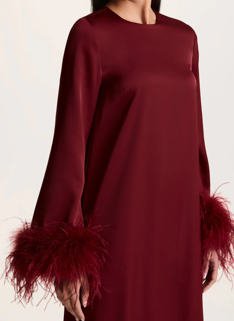 Feather Cuff A Line Maxi Abaya Dress