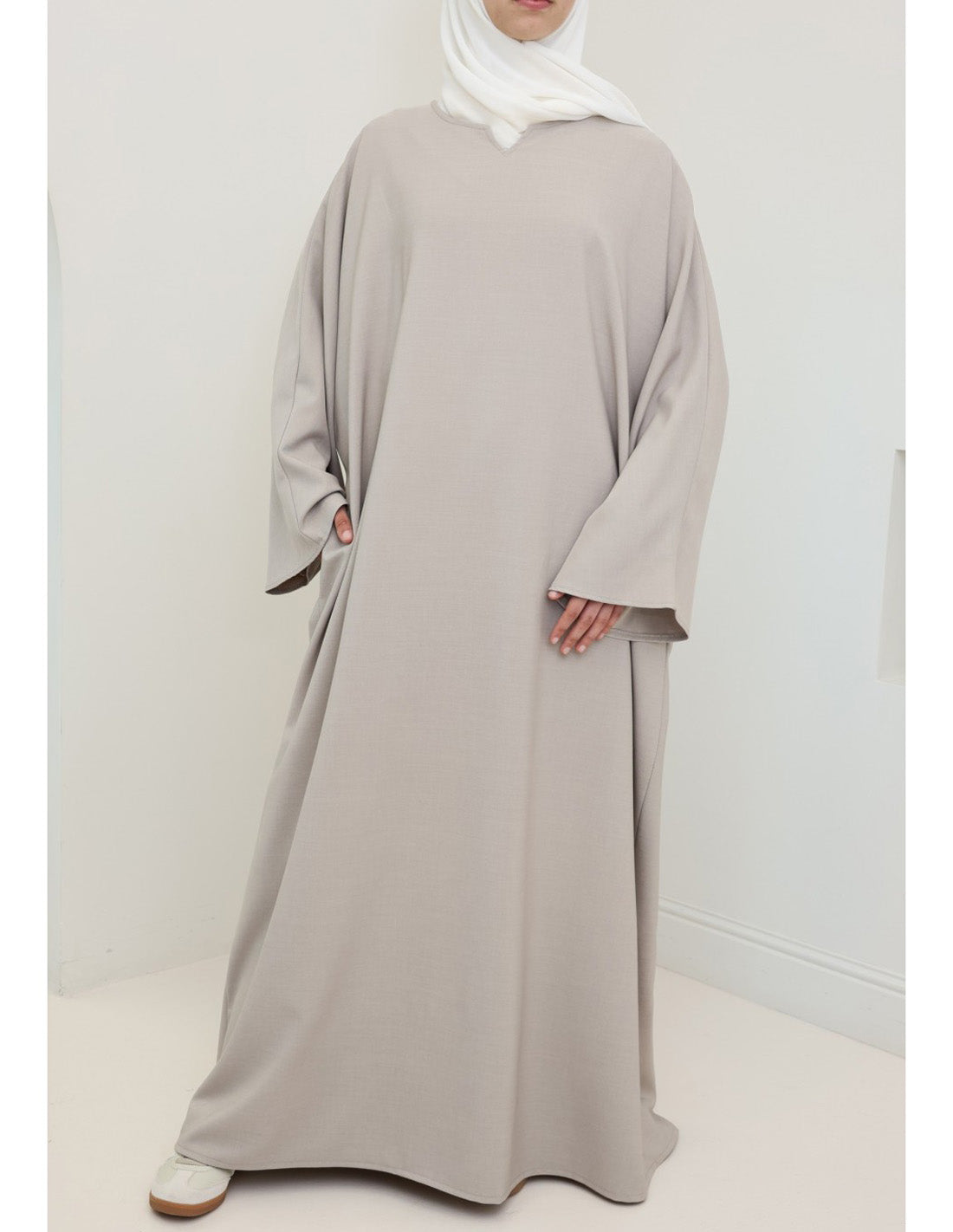 Ladies' Comfortable and Stylish Kaftan with Side Pockets-Greige