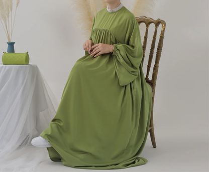 Eternal Blossom Satin Abaya Dress