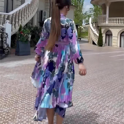 Women's Waist-cinching Print Design Dress
