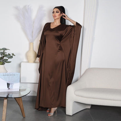Elegant Muslim Women's Beautiful Coffee Abaya Dress