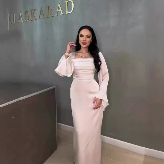 Women's Long-sleeved Satin Slim Dress