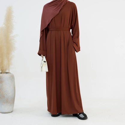 Women's Round Neck Modest Abaya Dress