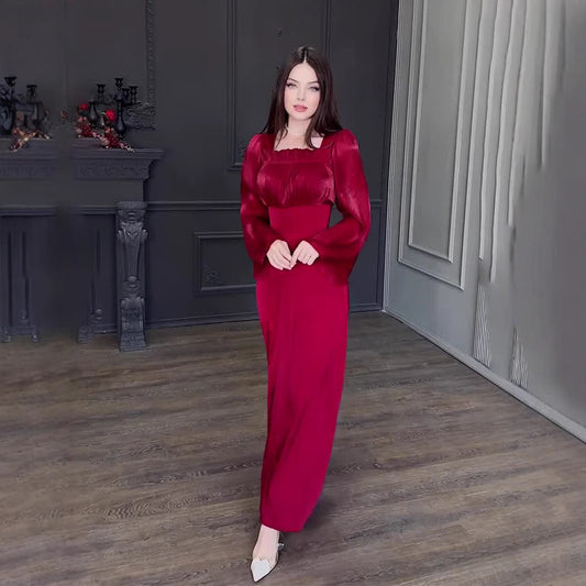Women's Patchwork Pleated Mercerized Dress