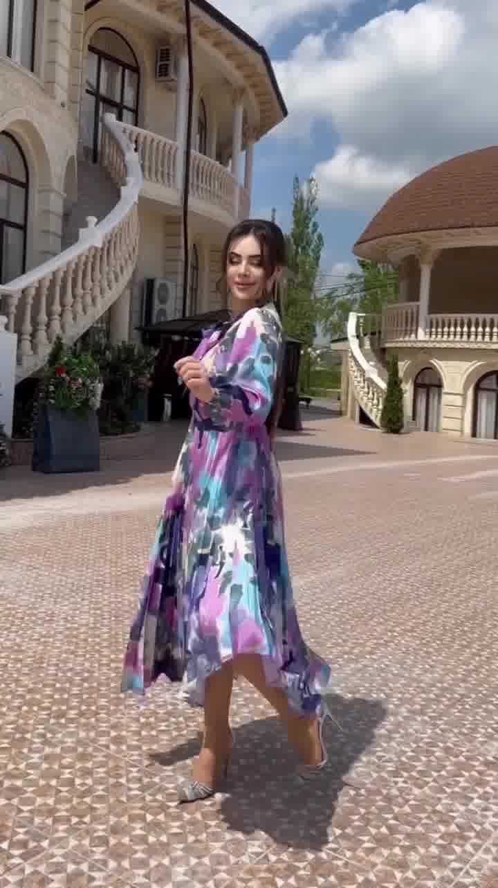 Women's Waist-cinching Print Design Dress