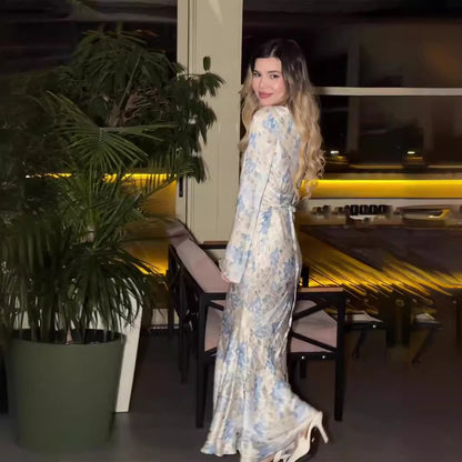 Women's satin print dresses