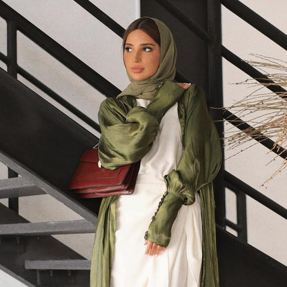 Fashionable Open Front Abaya Dress