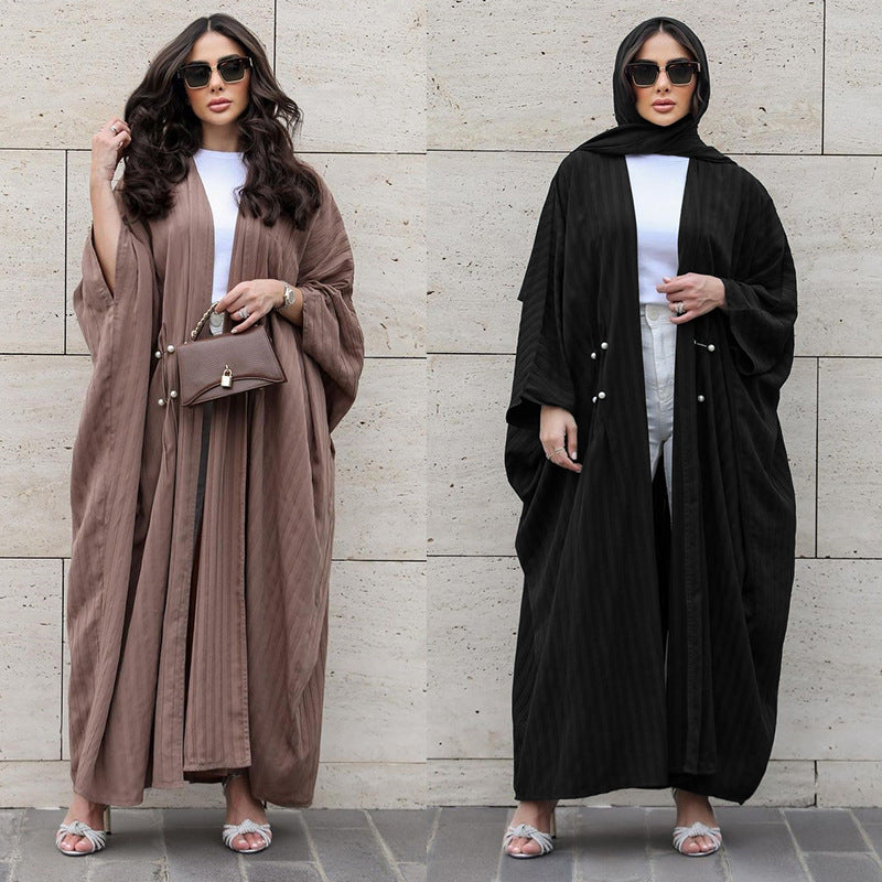 Sophisticated Black Open Abaya Robe