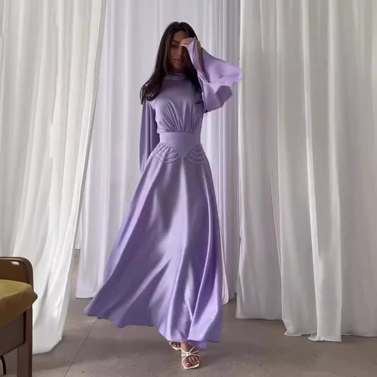 Women's Waist-cinching Long-sleeved Dresses