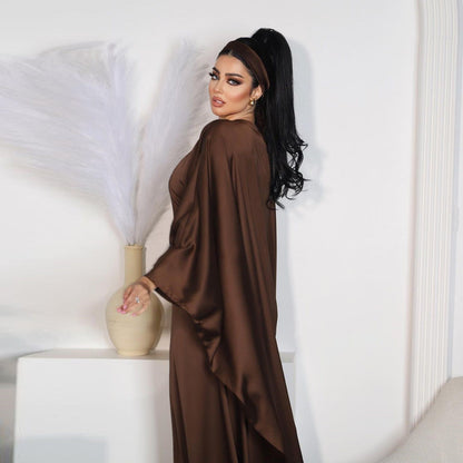 Elegant Muslim Women's Beautiful Coffee Abaya Dress
