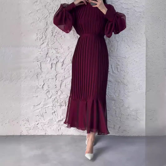 Women's Fishtail Pleated Maxi Dress