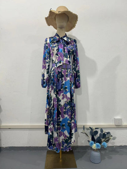 Women's Waist-cinching Print Design Dress