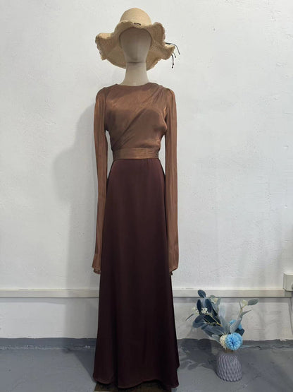 Women's Patchwork Satin Slim Dress