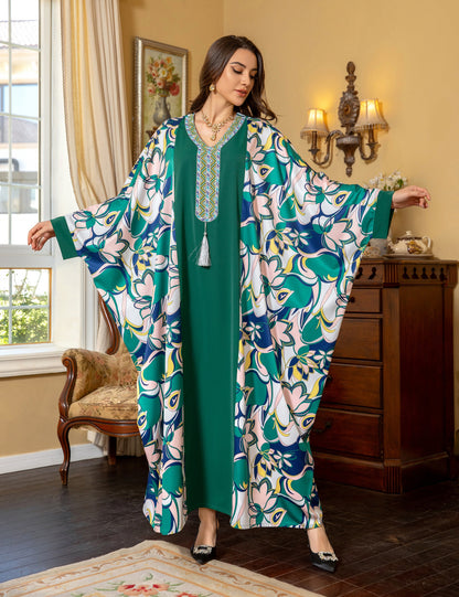 Elegant Long Sleeve Maxi Dress - Green