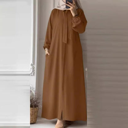 Women's Lapels Plain Loose Modest Robe