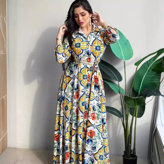 Elegant Floral Long Sleeve Maxi Dress