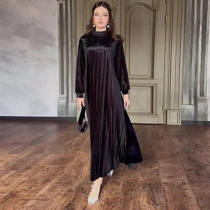 Belted Pleated Loose Temperament Dress