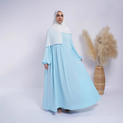 Waist Small Gathering Loose Solid Abaya