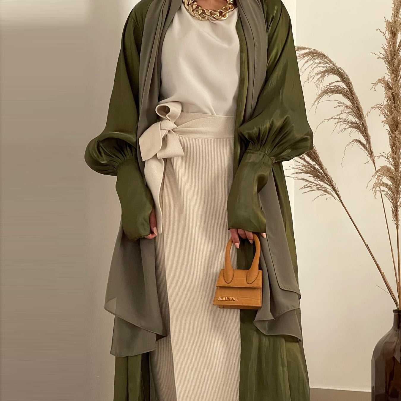 Fashionable Open Front Abaya Dress