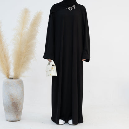 Women's Round Neck Modest Abaya Dress
